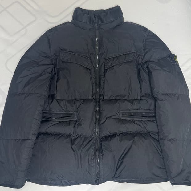 [L]백화점판 스톤아일랜드 크링클랩스 논후드 블랙 패딩