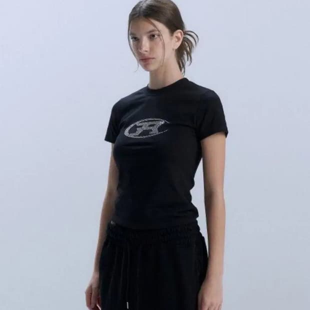 락케이크 half moon hotfix slim tee black S