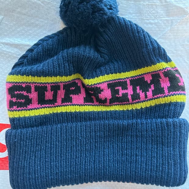 슈프림 빅 스트라이프 비니 네이비 24FW(아이보리 교환가능)