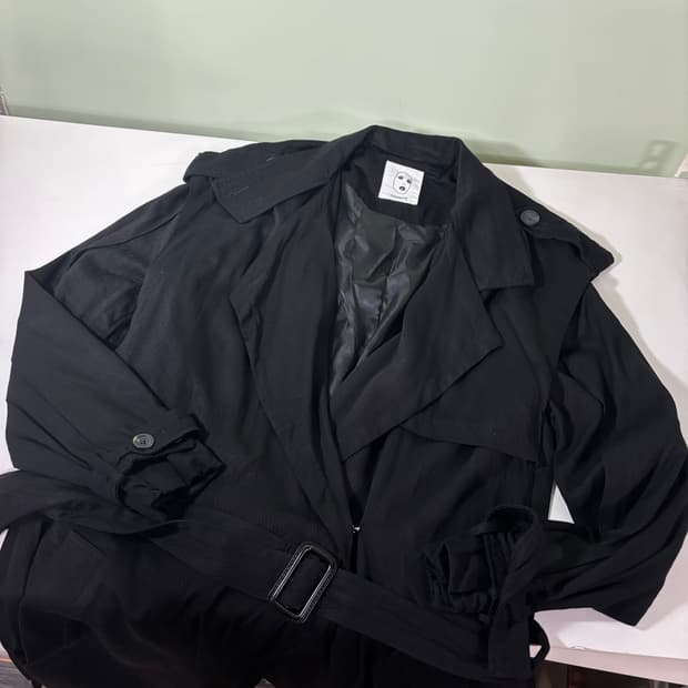 우먼OS 스튜디오톰보이 블랙 로브 레이온 트렌치코트