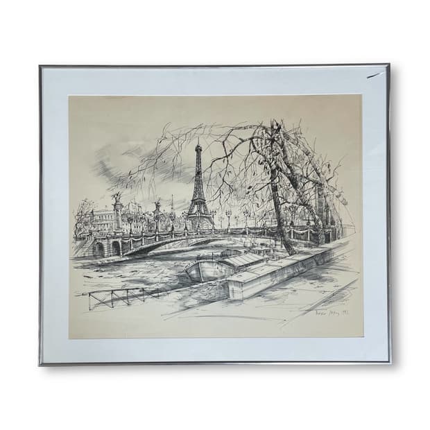 1992 에펠탑 파리 드로잉 판화 작품