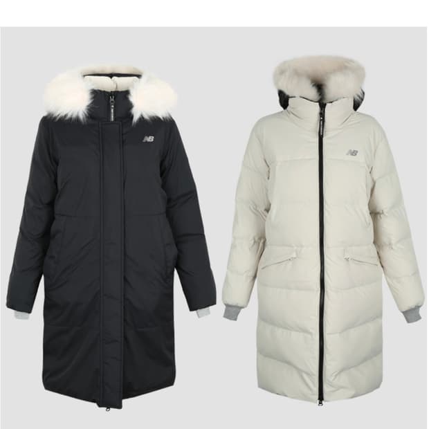 여성 뉴발란스 리버서블 구스 롱패딩