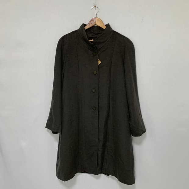 일본 빈티지 노카라 브라운 그레이 버튼 롱 코트 차이나카라