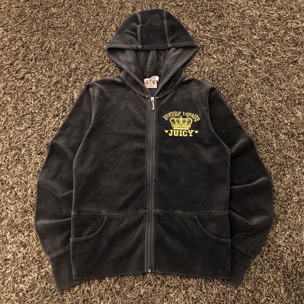 쥬시꾸뛰르 Y2K 벨벳 빅로고 후드집업