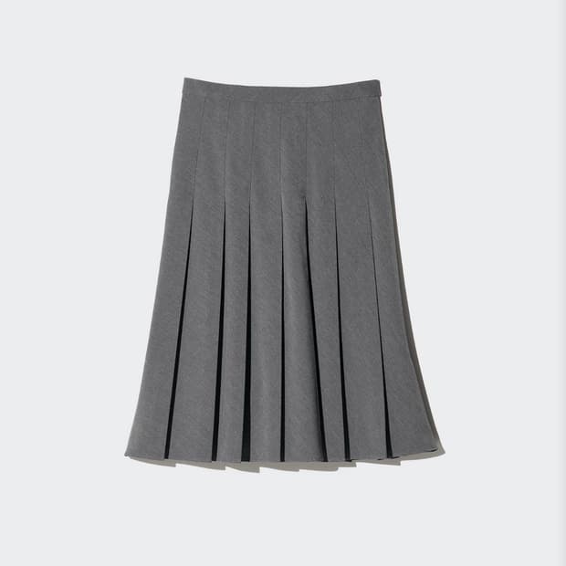 유니클로 와이드 플리츠 미디스커트