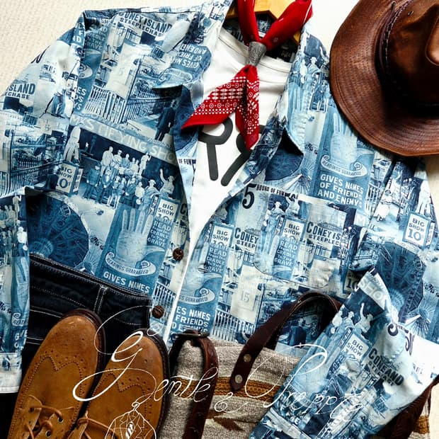 더블알엘 RRL 올드프린트 캠프셔츠