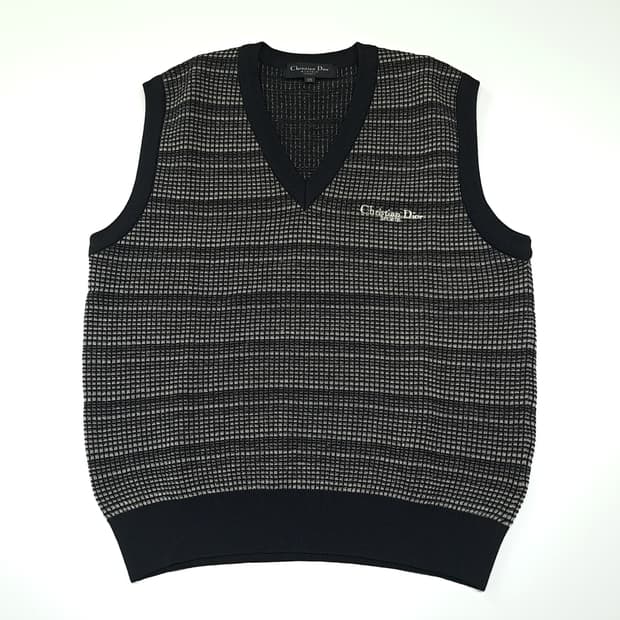 CK029 XL 디올 90s 브이넥 블랙 니트조끼 베스트