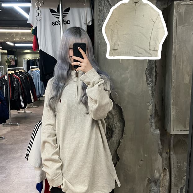 폴로 랄프로렌 아노락 반집업 니트 베이지 XL  #csz2602