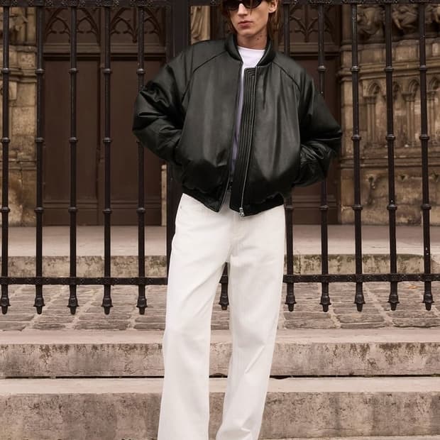 [M] STU 패디드 램스킨 봄버 인 블랙 페디드