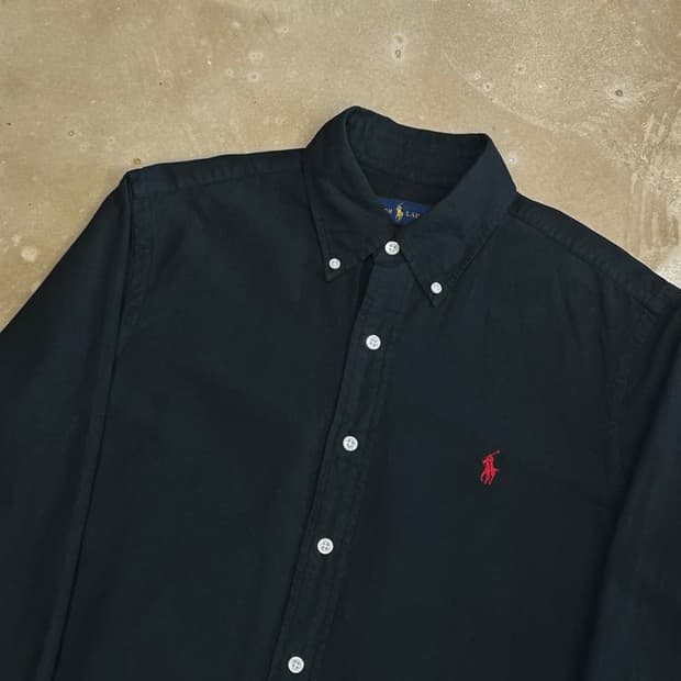 S 폴로랄프로렌 블랙 코튼 셔츠