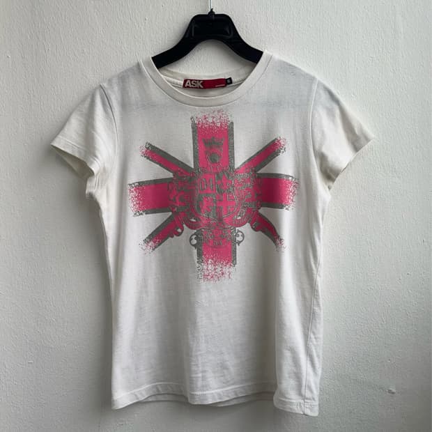 ASK white Graphic Top