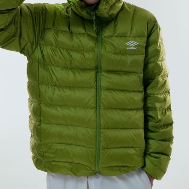 엄브로 페더플렉스 경량 후드형 다운 자켓 올드 그린