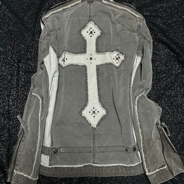 *rare* 2000s 니콜클럽 크로스 큐빅 락시크 데님 자켓 