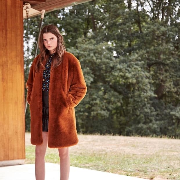 MAJE 마쥬 에코 퍼 노카라 코트