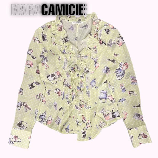 kitsch pattern green blouse