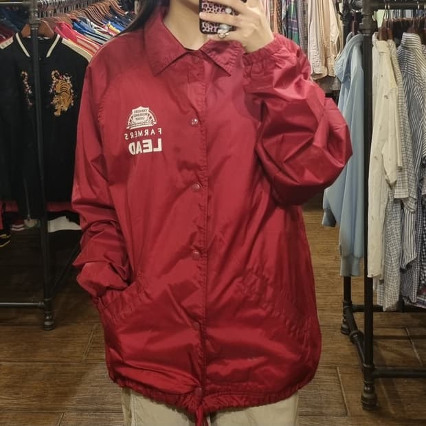 [Hi] vtg 빈티지 야구점퍼 코치자켓 레드