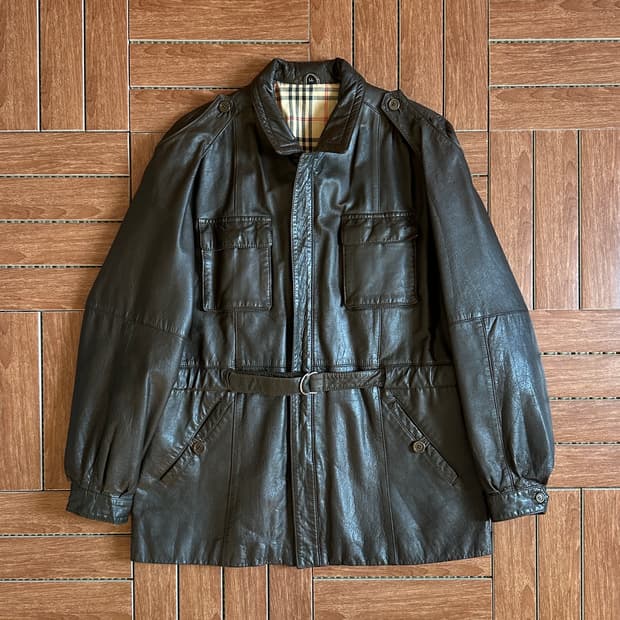 Vintage cowhide leather safari jacket