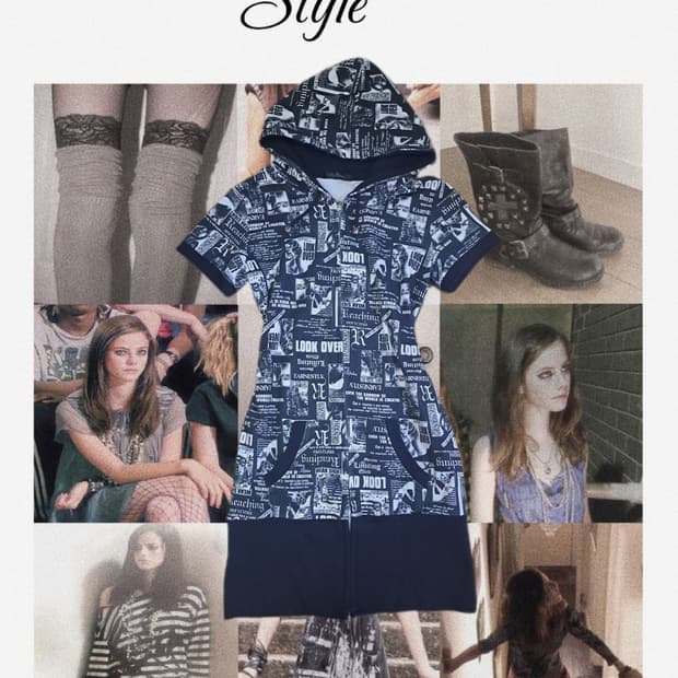 y2k 펑크 스킨스에피깔 반팔후드집업 원피스 블랙