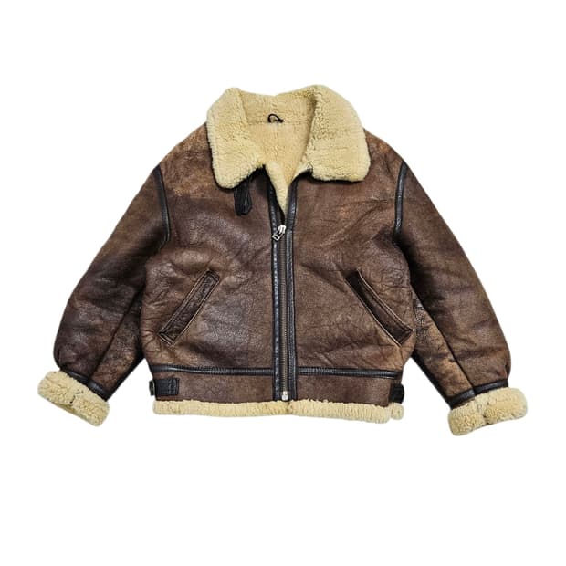 B-3 양가죽 양털 무스탕 브라운