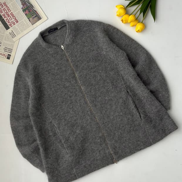 System 시스템 그레이 울 집업 투웨이 가디건