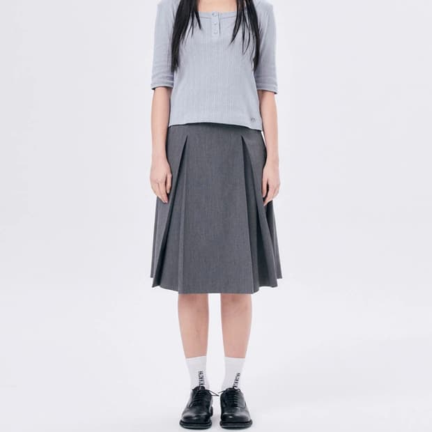 MIDI PLEATED WRAP SKIRT 3 / GRAY