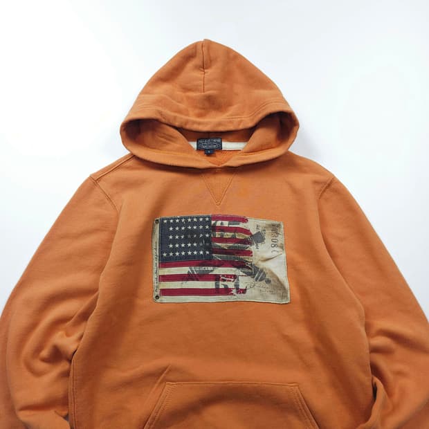 폴로 랄프로렌 진스 성조기 빅로고 디테일 후드 티셔츠 (S)