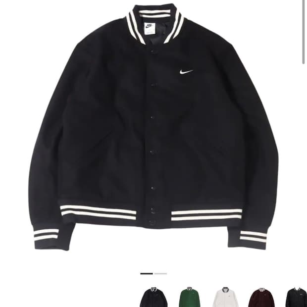 [L] 나이키 NSW 어센틱 바시티 자켓 블랙 - 아시아