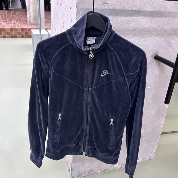 nike muted navy velour zip up