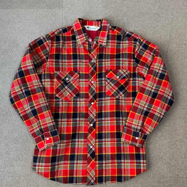 80s 빈티지 챔피온 누빔 셔츠 셔켓