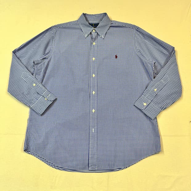 L) 폴로 랄프로렌 클래식핏 블루 깅엄 체크 포플린 셔츠