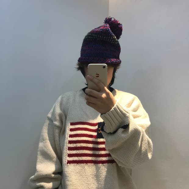 아이보리 성조기 니트