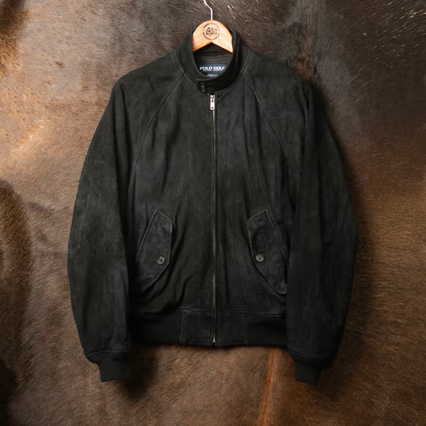[M] 90s 폴로 랄프로렌 골프라인 스웨이드 헤링턴 자켓 블랙 