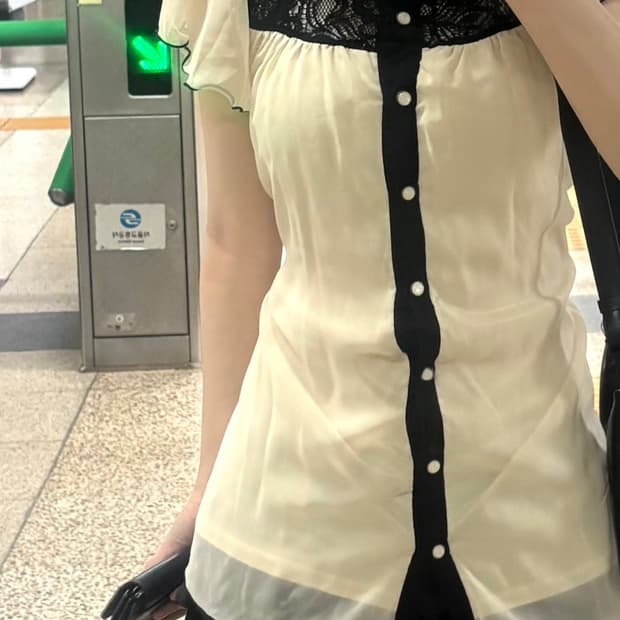 세실맥비 레이스 반팔 블라우스 갸루 오네 러블리 로걀 