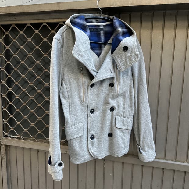 Ships jet blue double buttoned cotton 