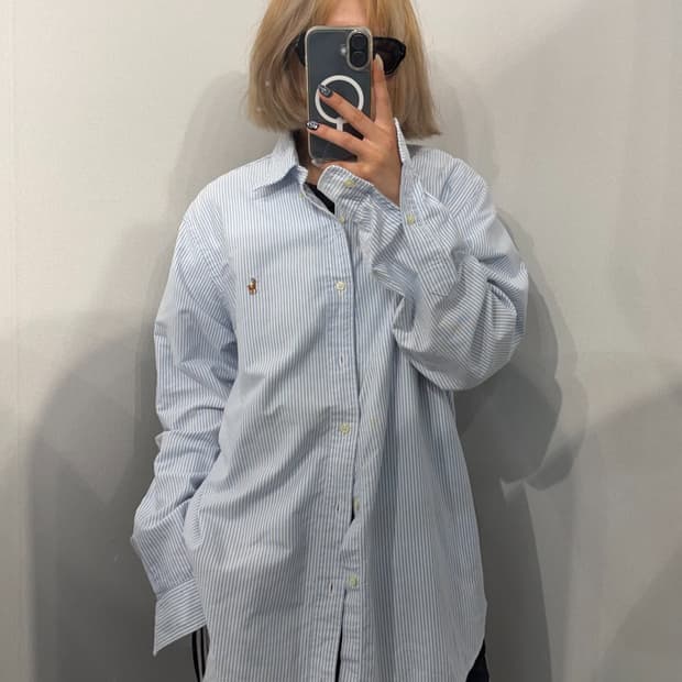 L 폴로 랄프 로렌 스트라이프 클래식 핏 옥스포드 셔츠