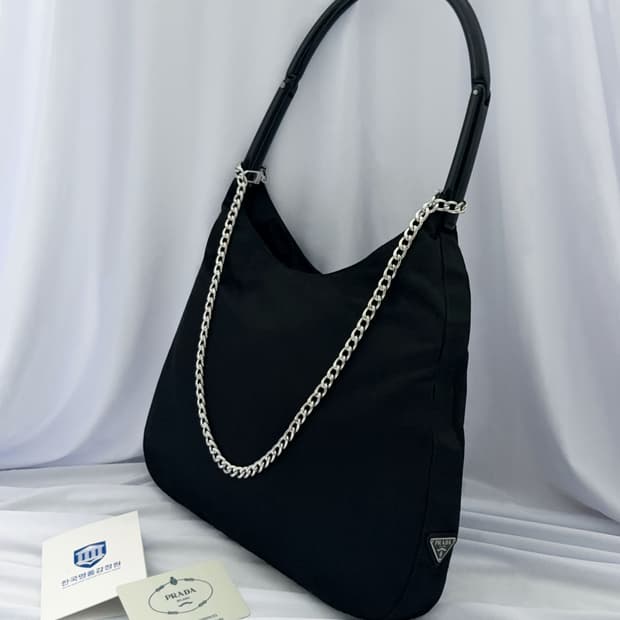 프라다 나일론 사이드 로고 호보백