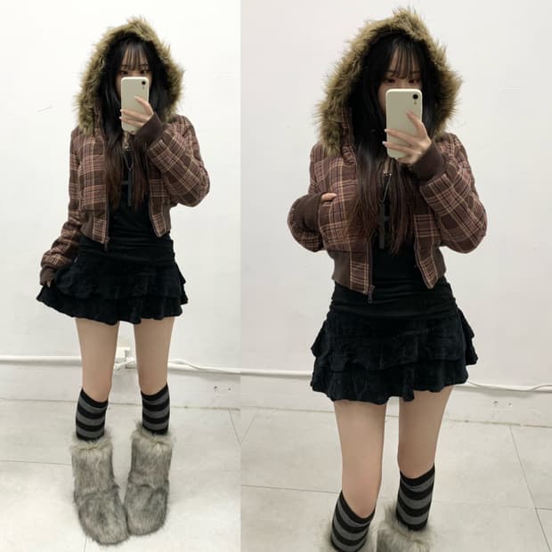 [UTD] 초코맛 🍫 울프죠 숏 패브릭 패딩