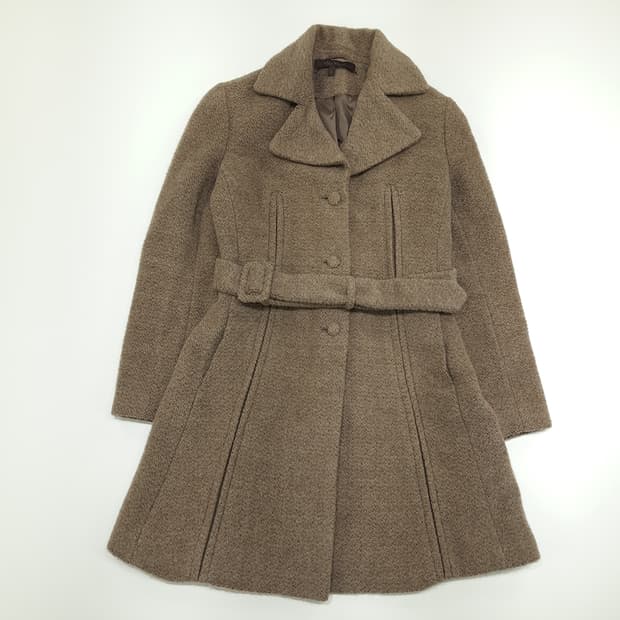 CN859W M 막스마라 알파카 슈퍼파인 캐시미어 블렌드 벨티드 코트