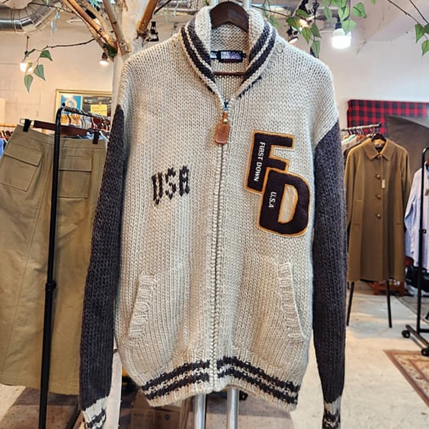 일본판 First down use 퍼스트 다운 울 스웨터 집업