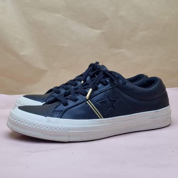 컨버스 원스타 블랙 레더 스니커즈 240