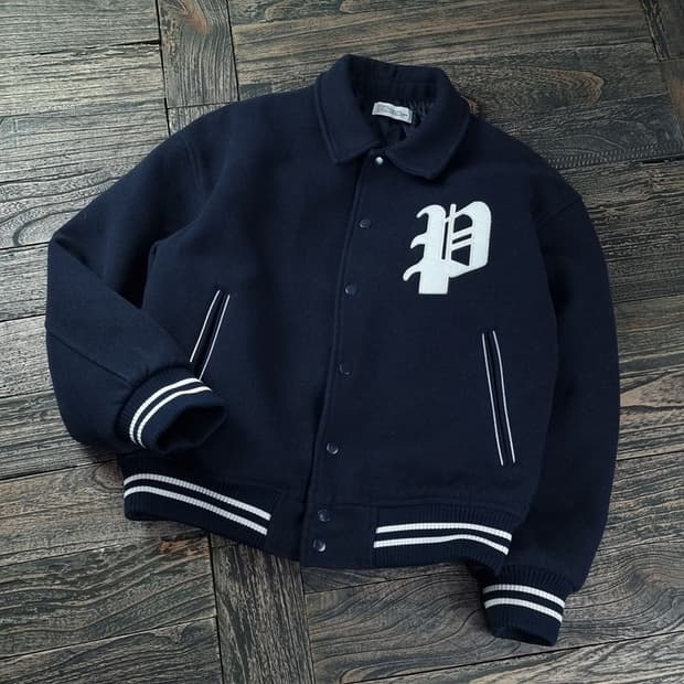 [파르티멘토] 오버핏 모직 바시티 자켓 네이비 M17934