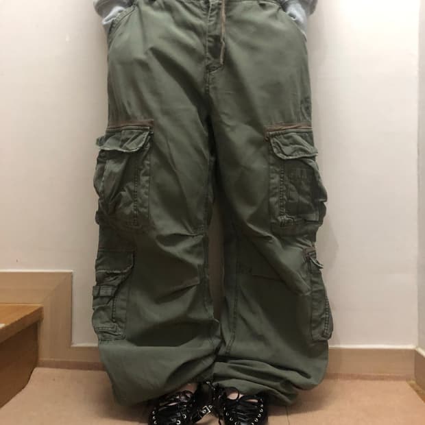 빈티지 카키 카고 팬츠