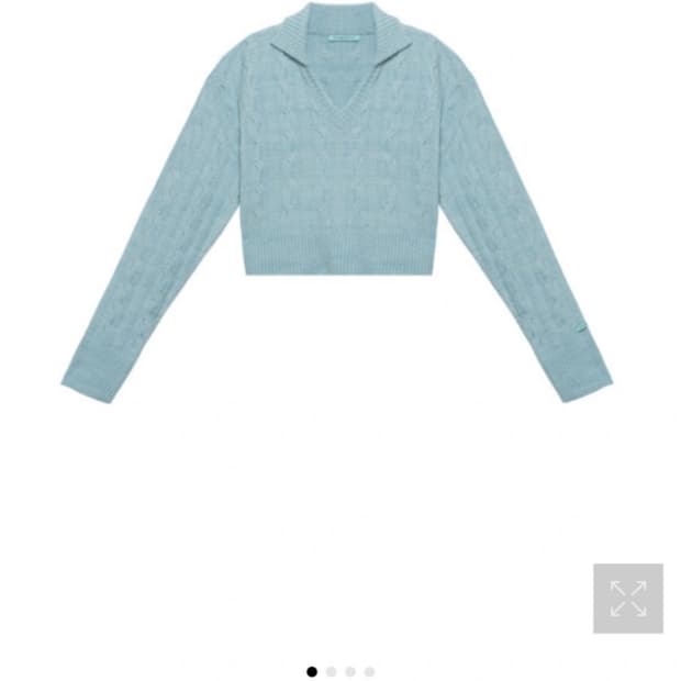 차정원 인스턴트펑크 크롭 울 카라 니트 블루