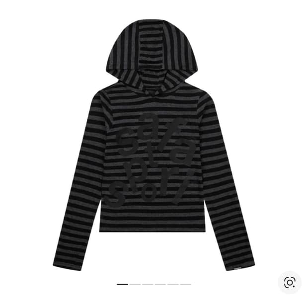 사파리스팟 1/2 티켓팅 스트라이프 보더 후디 롱슬리브 블랙 