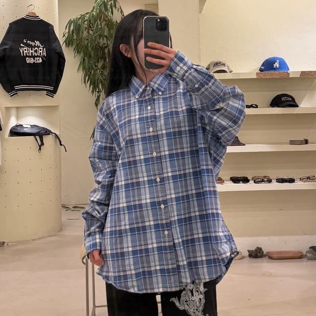 폴로 랄프 로렌 블루 체크 버튼다운 셔츠 U506