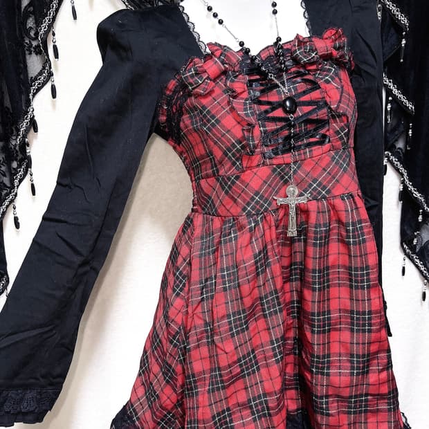 트랄라라 캐캐체 세라 아무 타탄체크 원피스 고스펑크 고딕로리타 갸루 