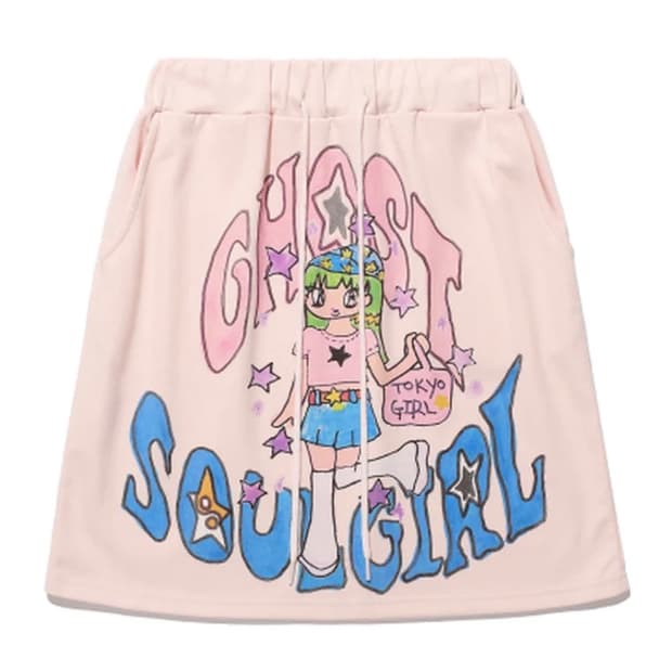 나이스고스트클럽 x 소울푸시캣 고스트소울걸 도쿄 스웻스커트 핑크