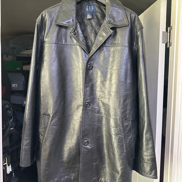 [XL] 올드갭 레더 카코트 블렉