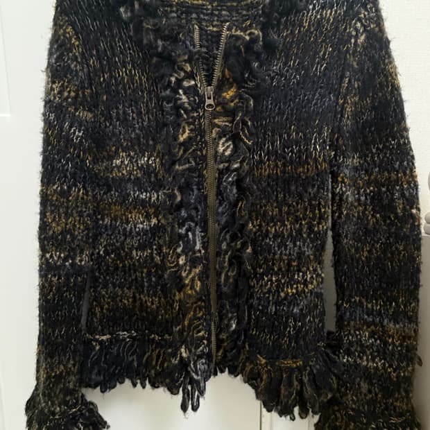 투웨이 부클 울 니트 가디건 집업