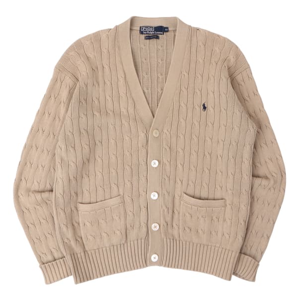 90s 폴로 랄프로렌 베이지 케이블 니트 가디건